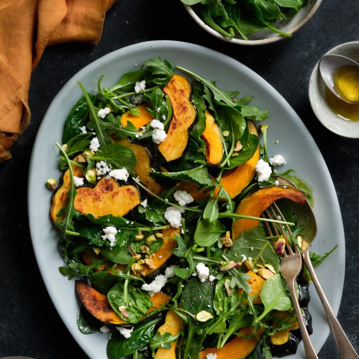Roasted squash salad with greens