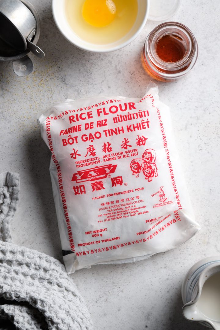 Thai rice flour used for making gluten free cornmeal pancakes