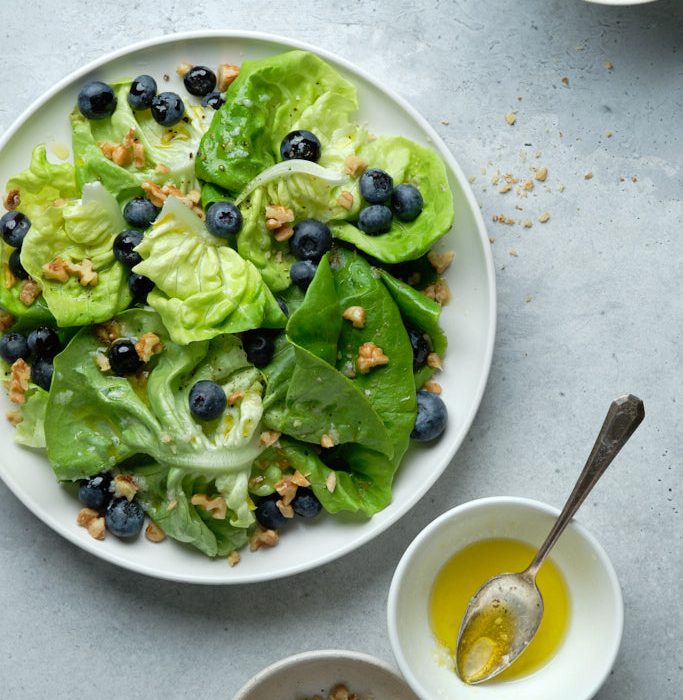 Easy and lush butter lettuce and blueberry salad