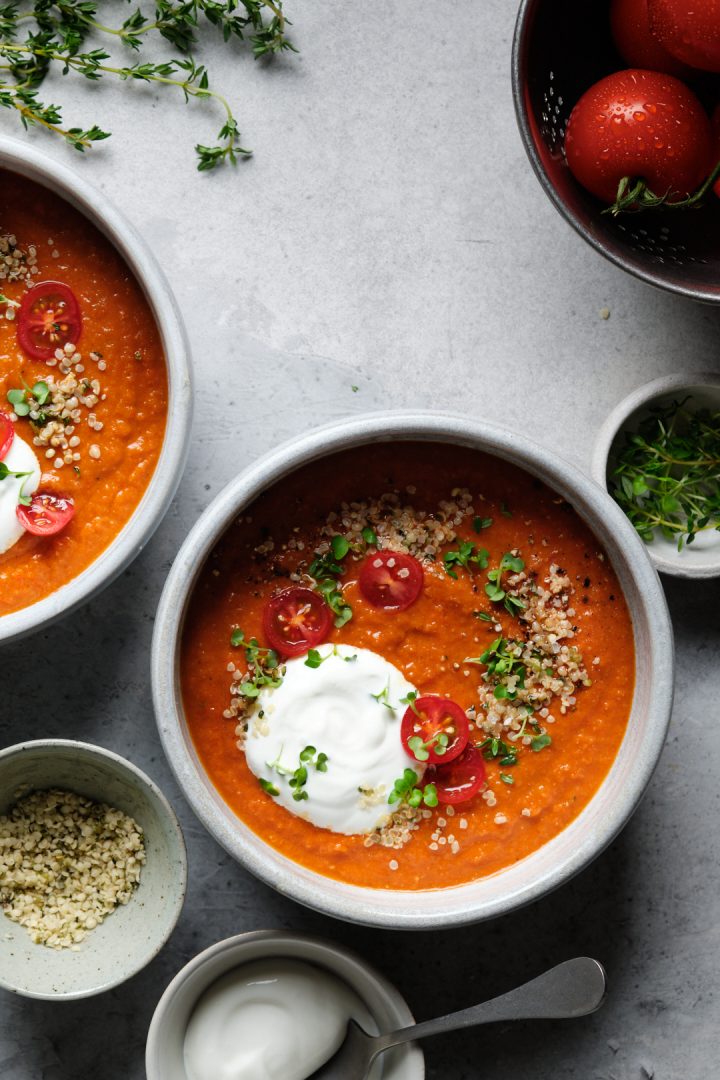 Roasted red pepper and eggplant soup